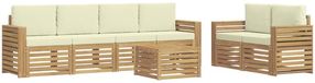 vidaXL Buiten bankenset 7 st Wit en crèmekleurig Polyester