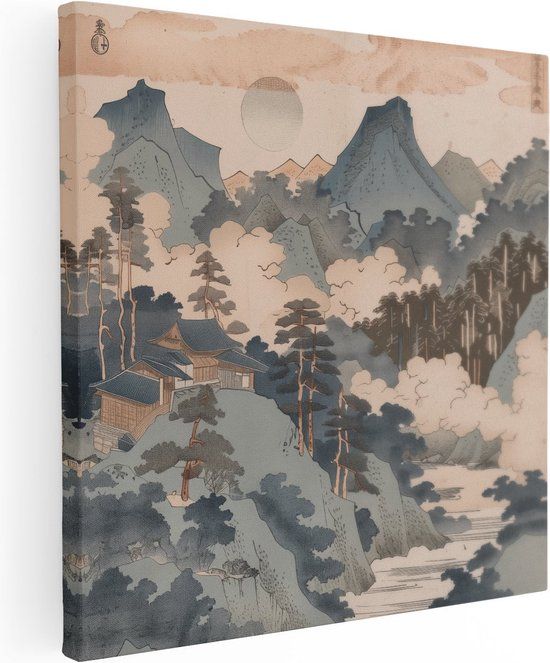 Artaza Canvas Schilderij Aziatisch Landschap 40x40 cm - Canvas Print
