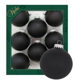 Dekohelden24 Lauschaer Kerstboomversiering - set van 8 ballen in effen mat - zwart, met zilveren kroontjes, diameter ca. 7 cm