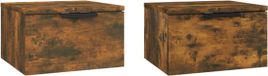 vidaXL Nachtkastjes 2 stuks wandgemonteerd 34x30x20 cm gerookt eikenkleur