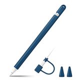 Fintie Siliconen Hoes Compatibel met Apple Pencil (1e Generatie) - Ultra lichte Pennenzak, zachte beschermende handgreep houder met 2 Puntafdekking en 1 Kabel Adapter Tether, (Cyaan Blauw)