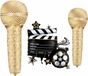 Soirée cinéma - Ballons de fête avec set de microphone - Ballon microphone doré