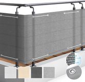 Sol Royal Solvision HB2 – Balkonscherm Grijs 90x600cm HDPE – Balkondoek Ondoorzichtig Privacyscherm Windbescherming met Bevestiging