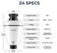 Z4 Broyeur de déchets pour cuisine - moteur de 0,75 ch - 3500 tours par minute
