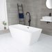 Sandford Baignoire îlot moderne rectangulaire – Blanc – 161,5 cm x 72 cm – Trop-plein gris métallisé