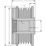 HELLA 9XU 358 038-781 Dynamovrijloop - Schroefdraadmaat: M14x1,5 - Aantal groeven: 7 - Met kap