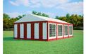 PREMIUM Tente de réception 5x8 m – PVC 500 g/m², ignifuge, cadre au sol + renforts de toit, jusqu'à 80 personnes - Rouge-blanc