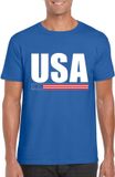Bellatio Decorations Shoppartners Bv Blauw USA supporter t-shirt voor heren - Amerikaanse vlag shirts M