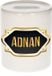 Bellatio Decorations Shoppartners Bv Spaarpot met voornaam Adnan - wit - met goud/zwart embleem - 8 x 9 cm - keramiek - met afsluitdop - cadeau verjaardag