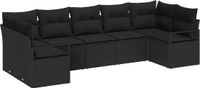 vidaXL Tuinbank Set Zwart Poly Rattan