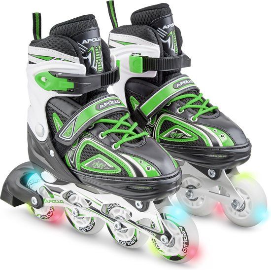Apollo Super Blades X Pro Verstelbare Inline Skates - LED - Groen - Maat 31/34