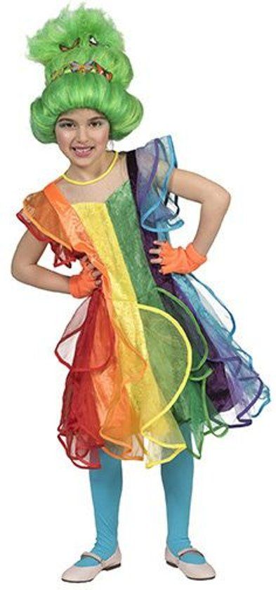 Funny Fashion Regenboog Prinses Rebecca Meisje Maat 128 Carnaval kostuum Verkleedkleding