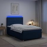 vidaXL LED Boxspringbed met Matras Blauw 90 x 200 cm Stof