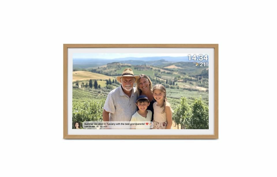 Denver PFF-3263LW 31.5" Digital Photo Frame - Wood, Touchscreen, WiFi, 32GB