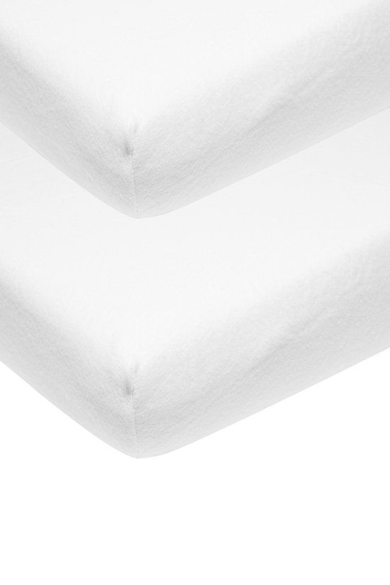Meyco Baby Uni Molton Stretch Hoeslaken Ledikant 2-pack - White - 60x120cm