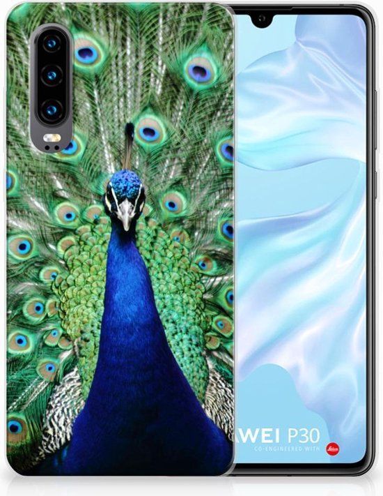 B2Ctelecom Huawei P30 TPU Hoesje Design Pauw - Back Cover - Vogel - Multi