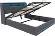 Cadre de lit en métal 160x200 cm - Tête de lit LED avec port USB