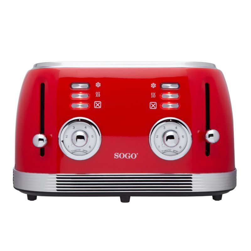 SOGO Retro Broodrooster - 4 Sneden - Rood