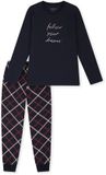 SCHIESSER - Pyjama lang - Meisjes - Nachtblauw - Geruit - Katoen - Maat 140