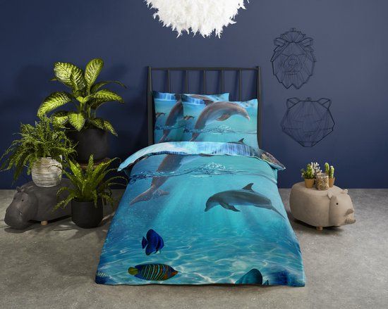 Muller Textiles Blauw Katoenen Beddengoed Set met Kussensloop - 140x220 cm