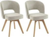 Vente-unique Set van 2 draaibare stoelen in stof en eikenhout - Crème - GUSTAVY