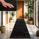 TT Home Vloerkleed Woonkamer Kortpolig Effen Modern Design Wasbaar Zwart 60x100 cm