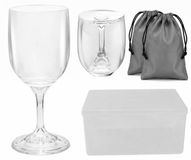 Lot de 2 verres à vin en plastique portables avec boîte de rangement