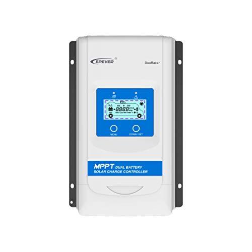 epever EPEVER® MPPT DuoRacer 20A laadregelaar solar charge controller DR2210N voor 2 batterijen, 12V/24V auto werk, PV 100V (DR2210N)