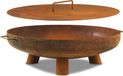 BBQ-Toro vuurkorf, diameter 70 cm, met deksel, roestlook, driepoot, geschikt voor buiten, voor de tuin