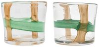 House Doctor Porte-bougies chauffe-plat Hollis vert-brun set de 2