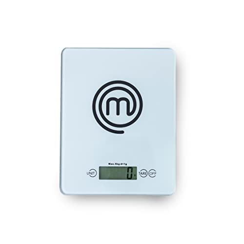 MasterChef Keukenweegschaal, breed platform, 4 mm gehard veiligheidsglas, Touch On & Auto-Off, hoge precisie trekmeter sensor