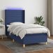 Maison Exclusive - Lit boxspring avec matelas et éclairage LED, bleu, 90x200 cm, textile