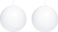 Trend Candles Bolkaars glad - 2x - wit - 7 cm - 16 branduren