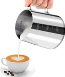 Pichet à lait portable en acier inoxydable, 350 ml, avec échelle, idéal pour les baristas pour cappuccino, espresso et latte.