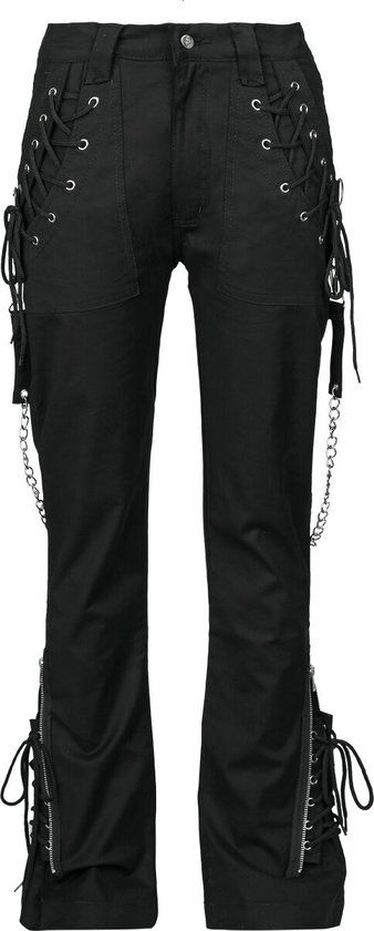 Gothicana by EMP Gothicana Zwarte broek met veterdetails en kettingen - Dames - W27L32