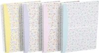 Oxford Spiral Notitieboek B5 Bloemen Geruit, 120 pagina's, Softcover, 4 designs, 5 stuks