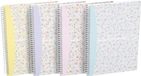 Oxford Spiral Notitieboek B5 Bloemen Geruit, 120 pagina's, Softcover, 4 designs, 5 stuks