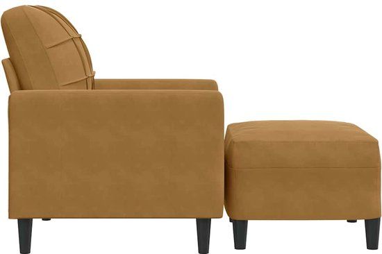 vidaXL Fauteuil met voetenbank fluweel bruin