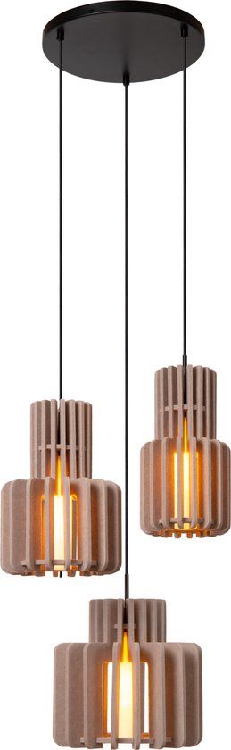 Lucide ROLLO - Hanglamp - 3xE27 - Taupe