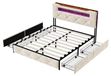 Boxspringbed met opbergruimte - Bedframe 140x190 cm - Fluweelbekleding - Houten frame - Modern design - Zonder matras - Beige