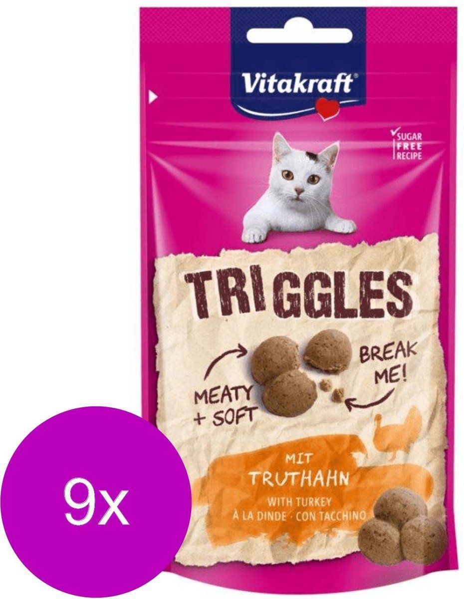VITAKRAFT Triggles 40 g - Kattensnack - 9 x Kalkoen