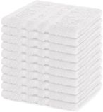 Lavea® Set van 10 Washandjes 30x30 cm | 100% Katoen | Zachte & Absorberende Gastendoekjes | Gezicht, Baby, Make-up, Reizen - Wit