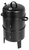 3-in-1 grill fumoir - grill vertical au charbon de bois - portable - 2 niveaux - Ø40 cm - hauteur 84 cm - adapté au camping et aux barbecues en plein air - noir