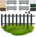 Floranica Set van 4 Perkhekje Tuinhek Grenen tuinhek Gazonrand 40 x 100 cm Antraciet Houten Sierhekwerk Decoratief Borderrand Tuinaanleg