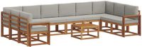 vidaXL Acacia Hout Bank Loungeset 10-zits Naturel en Lichtgrijs