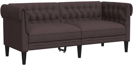 vidaXL Tweezitsbank Chesterfield-stijl stof donkerbruin