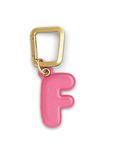 UNTAGS - Bedelletter F - Materiaal met lederen effect - Inclusief gouden metalen gesp - Roze, Metaal
