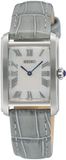 Seiko SWR099P1 Heren Polshorloge Analoog Quartz Leer Grijs Zilverkleurig Wit Rechthoekig Mineraalglas 5 ATM