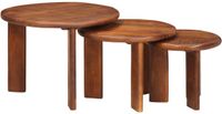 vidaXL Nesting Koffietafels 3-delig Honingbruin Ø 54 x 40 cm