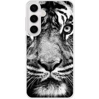 Samsung Galaxy S24 Tigre blanc et noir Verstevigd hoesje met sublimatie bedrukking